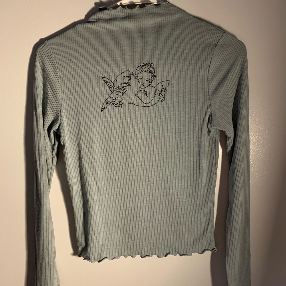 lettuce edged mock neck